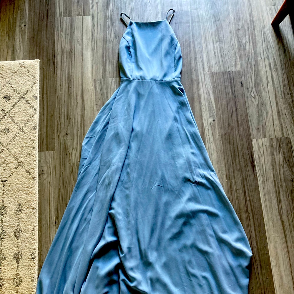 Lulu’s blue maxi dress bridesmaids dress